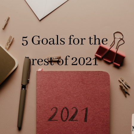 Image that says 5 goals for the rest of 2021 with a planner in the background as well as